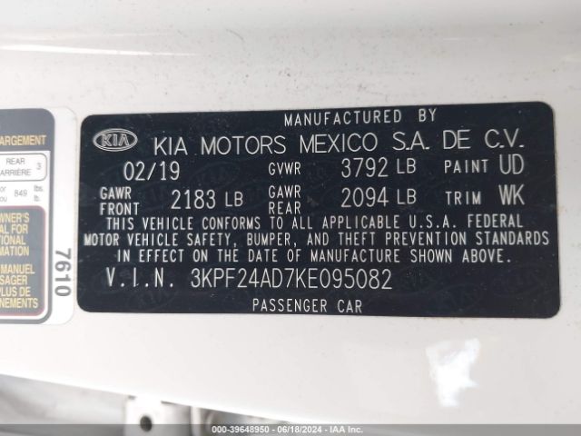 Photo 8 VIN: 3KPF24AD7KE095082 - KIA FORTE 