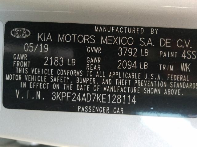 Photo 9 VIN: 3KPF24AD7KE128114 - KIA FORTE FE 