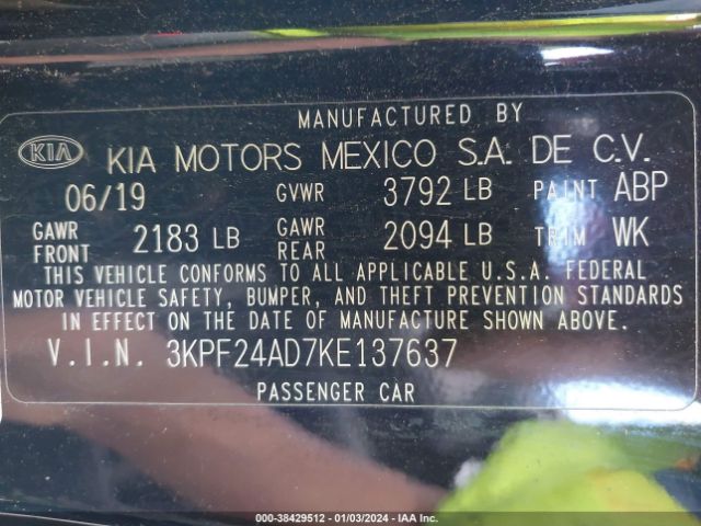 Photo 8 VIN: 3KPF24AD7KE137637 - KIA FORTE 