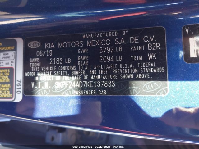 Photo 8 VIN: 3KPF24AD7KE137833 - KIA FORTE 