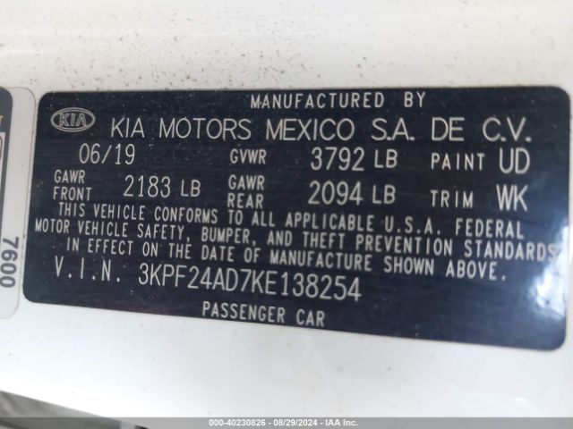 Photo 8 VIN: 3KPF24AD7KE138254 - KIA FORTE 