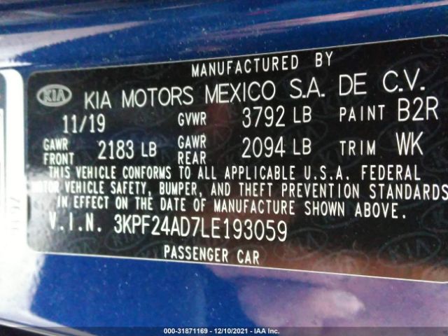 Photo 8 VIN: 3KPF24AD7LE193059 - KIA FORTE 