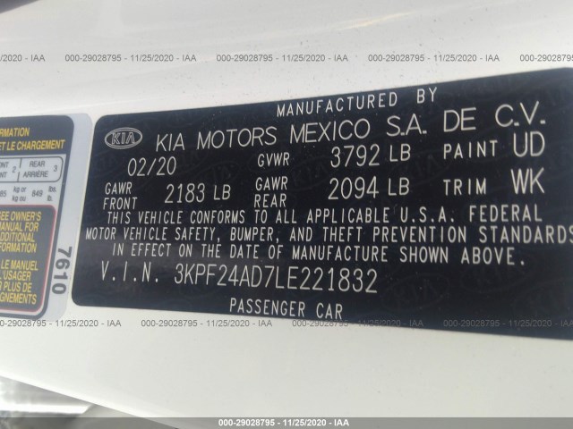 Photo 8 VIN: 3KPF24AD7LE221832 - KIA FORTE 