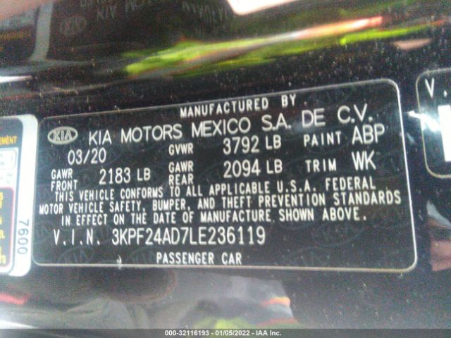 Photo 8 VIN: 3KPF24AD7LE236119 - KIA FORTE 