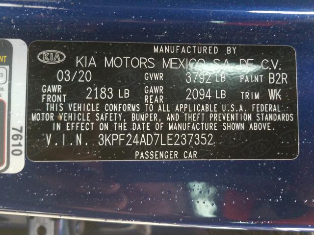 Photo 9 VIN: 3KPF24AD7LE237352 - KIA FORTE FE 