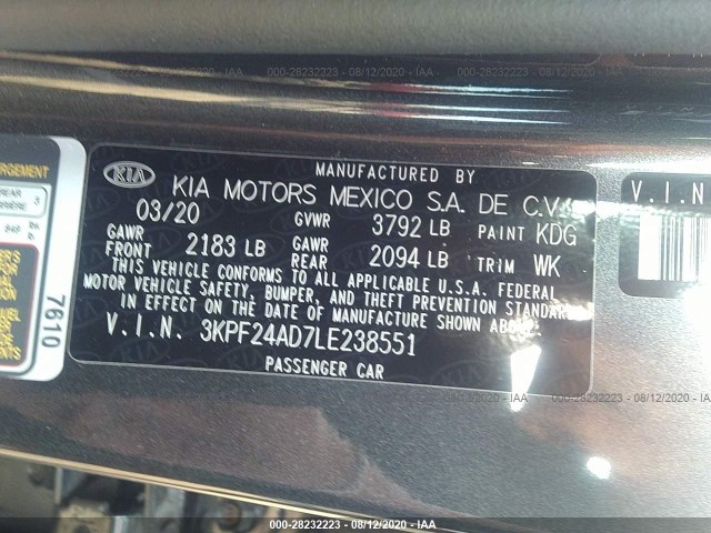 Photo 8 VIN: 3KPF24AD7LE238551 - KIA FORTE 