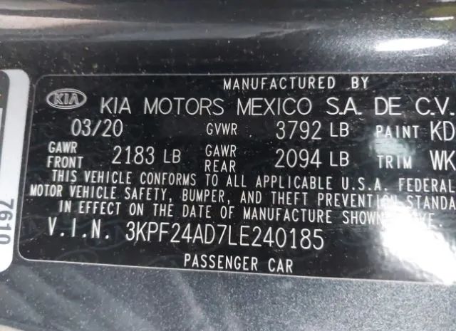 Photo 8 VIN: 3KPF24AD7LE240185 - KIA FORTE 