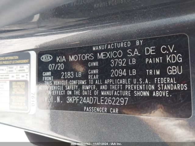 Photo 8 VIN: 3KPF24AD7LE262297 - KIA FORTE 