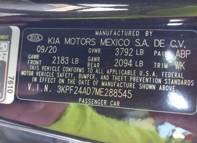 Photo 8 VIN: 3KPF24AD7ME288545 - KIA FORTE 