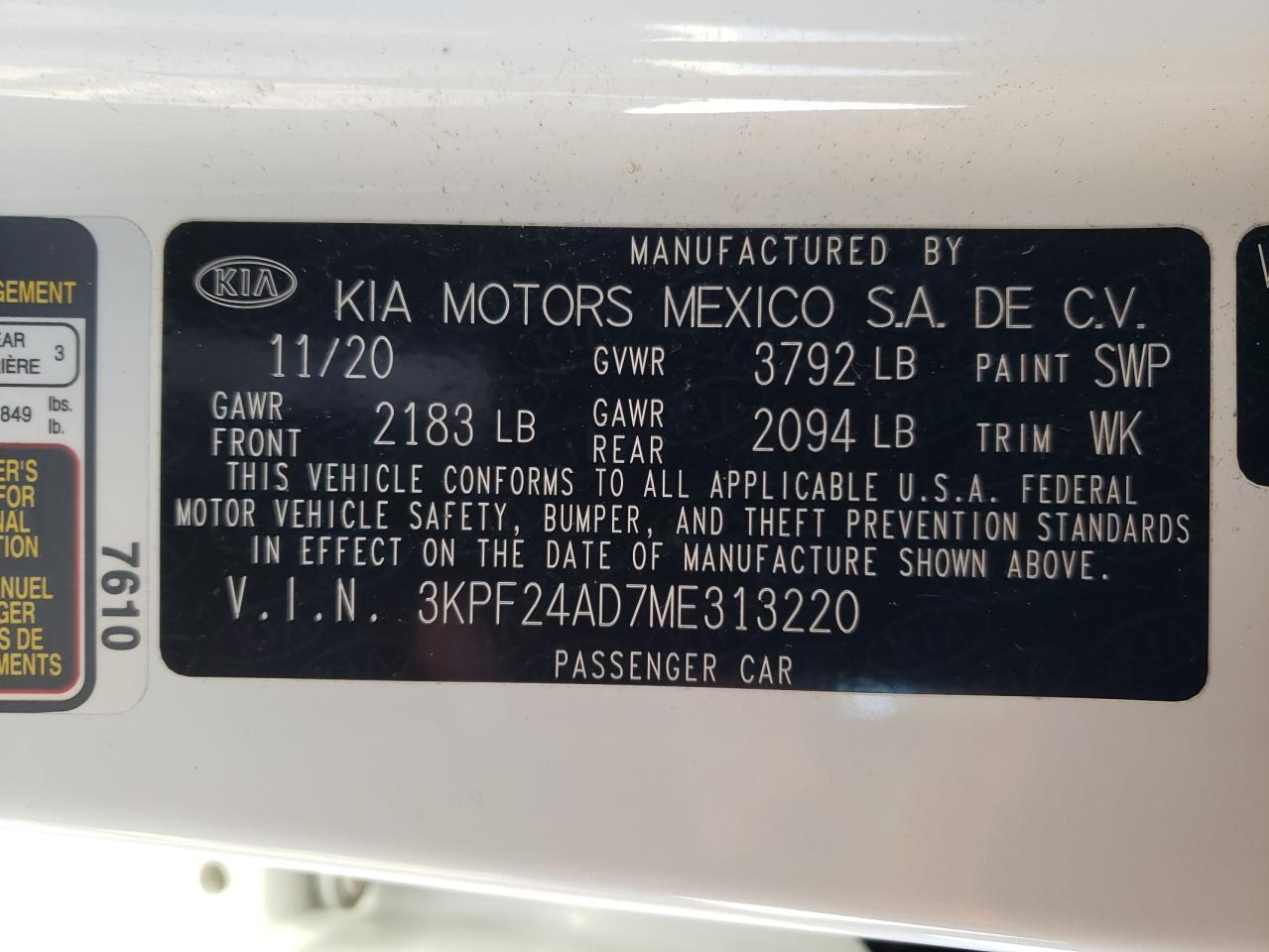 Photo 11 VIN: 3KPF24AD7ME313220 - KIA FORTE 