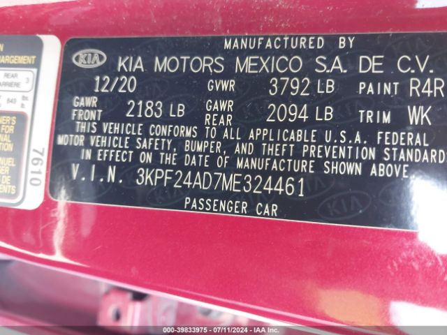 Photo 8 VIN: 3KPF24AD7ME324461 - KIA FORTE 