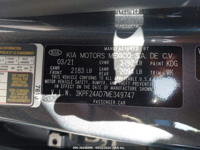 Photo 8 VIN: 3KPF24AD7ME349747 - KIA FORTE 