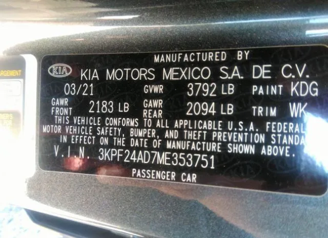 Photo 8 VIN: 3KPF24AD7ME353751 - KIA FORTE 