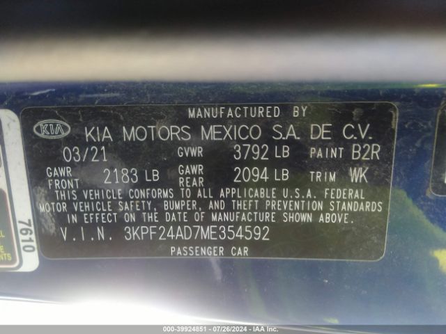 Photo 8 VIN: 3KPF24AD7ME354592 - KIA FORTE 