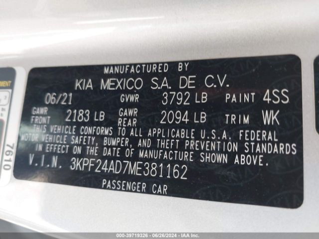 Photo 8 VIN: 3KPF24AD7ME381162 - KIA FORTE 