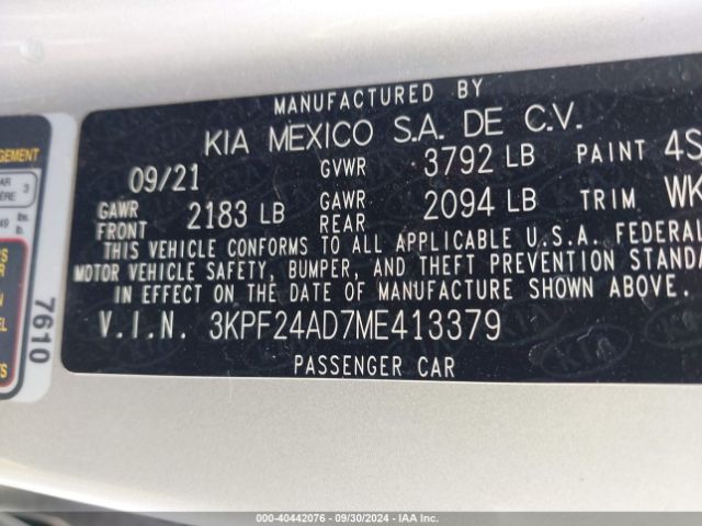 Photo 8 VIN: 3KPF24AD7ME413379 - KIA FORTE 