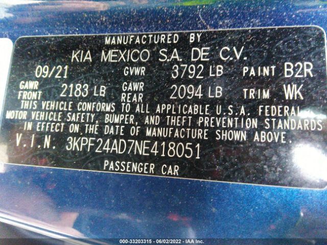 Photo 8 VIN: 3KPF24AD7NE418051 - KIA FORTE 