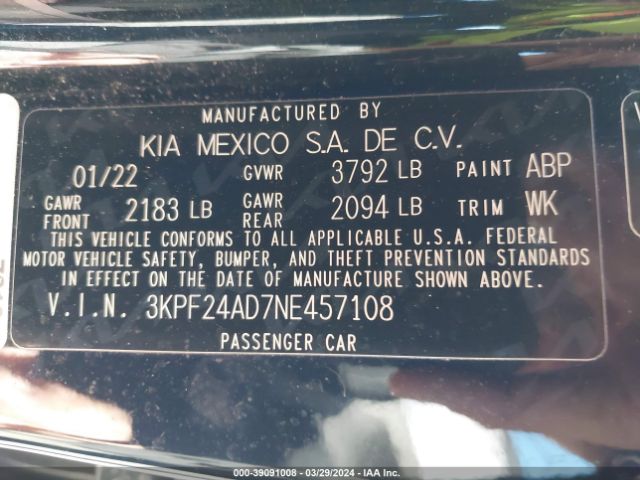 Photo 8 VIN: 3KPF24AD7NE457108 - KIA FORTE 