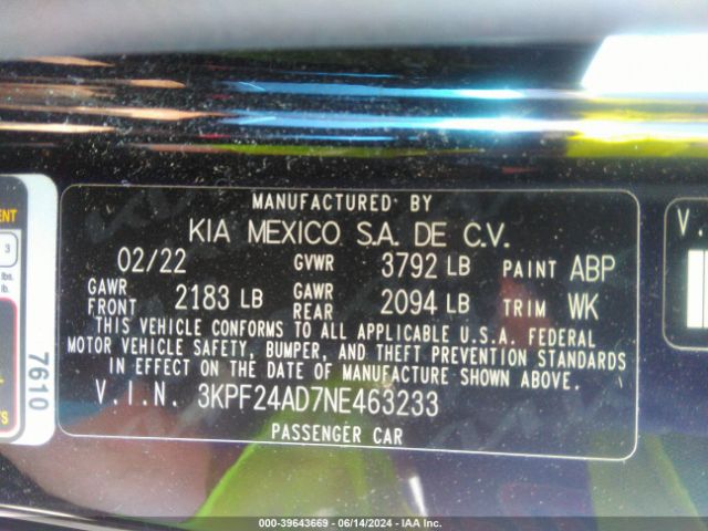 Photo 8 VIN: 3KPF24AD7NE463233 - KIA FORTE 