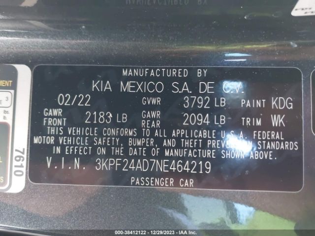 Photo 8 VIN: 3KPF24AD7NE464219 - KIA FORTE 