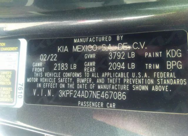 Photo 8 VIN: 3KPF24AD7NE467086 - KIA FORTE 