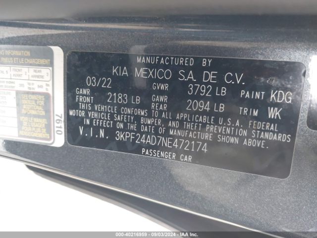 Photo 8 VIN: 3KPF24AD7NE472174 - KIA FORTE 