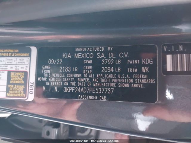 Photo 8 VIN: 3KPF24AD7PE537737 - KIA FORTE 