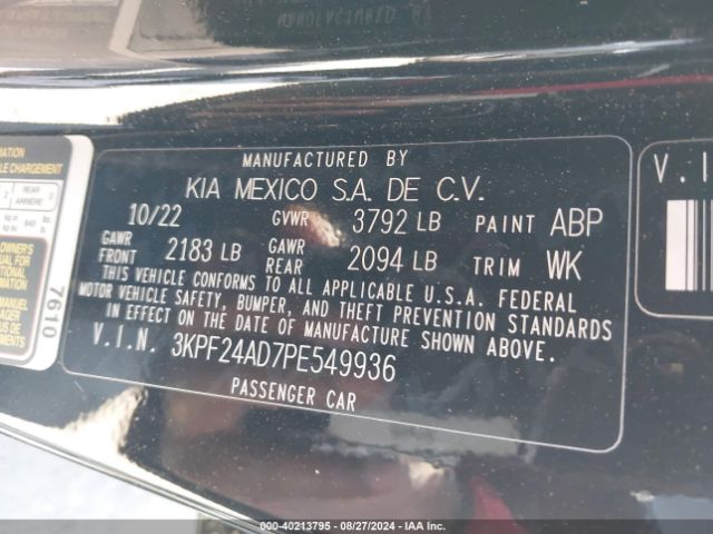 Photo 8 VIN: 3KPF24AD7PE549936 - KIA FORTE 