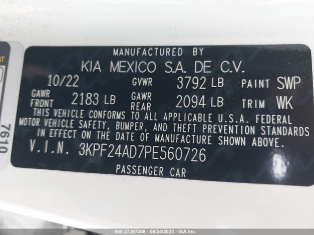 Photo 8 VIN: 3KPF24AD7PE560726 - KIA FORTE 