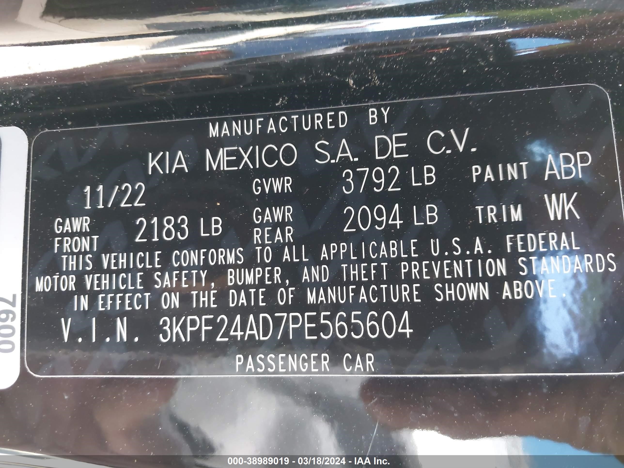 Photo 8 VIN: 3KPF24AD7PE565604 - KIA FORTE 