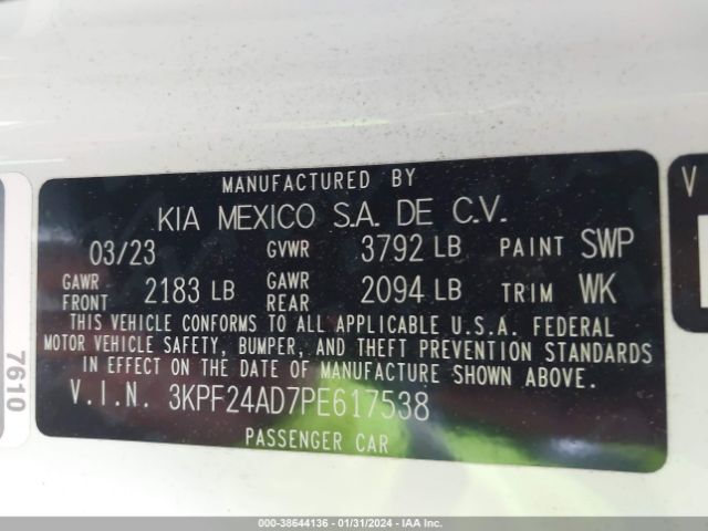 Photo 8 VIN: 3KPF24AD7PE617538 - KIA FORTE 