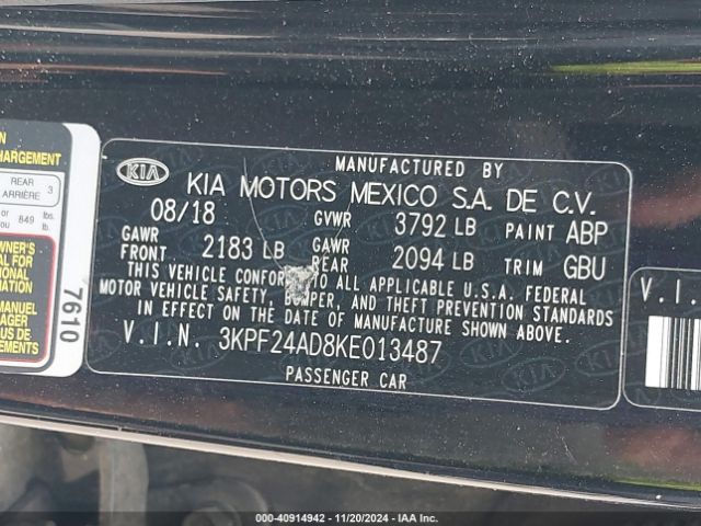 Photo 8 VIN: 3KPF24AD8KE013487 - KIA FORTE 