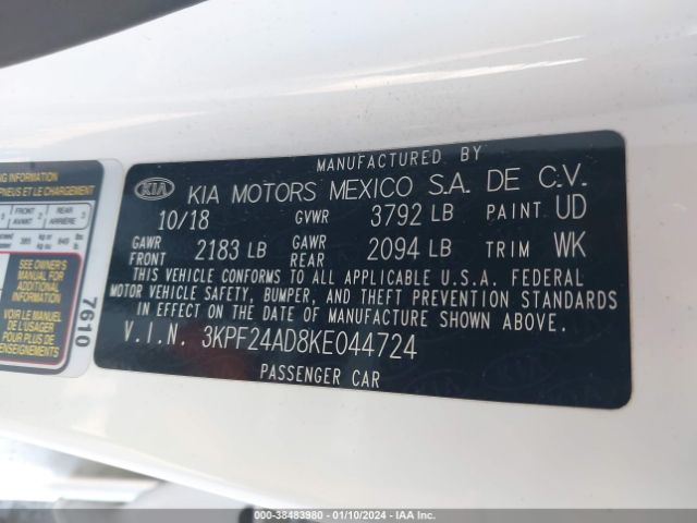 Photo 8 VIN: 3KPF24AD8KE044724 - KIA FORTE 