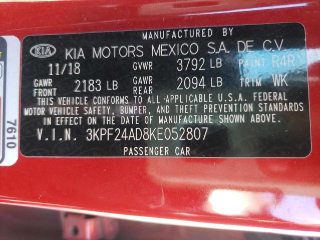 Photo 9 VIN: 3KPF24AD8KE052807 - KIA FORTE FE 