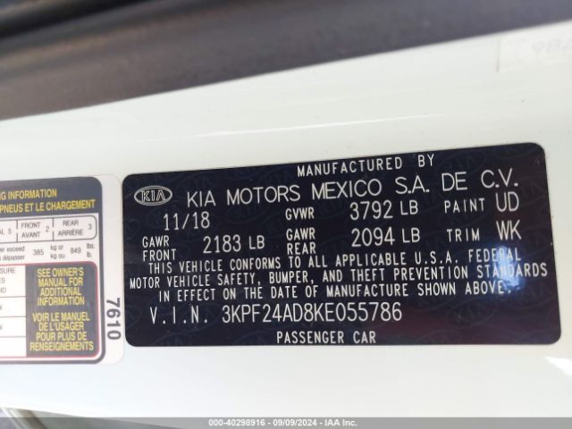 Photo 8 VIN: 3KPF24AD8KE055786 - KIA FORTE 