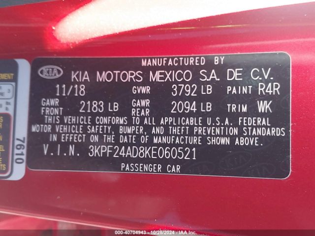 Photo 8 VIN: 3KPF24AD8KE060521 - KIA FORTE 