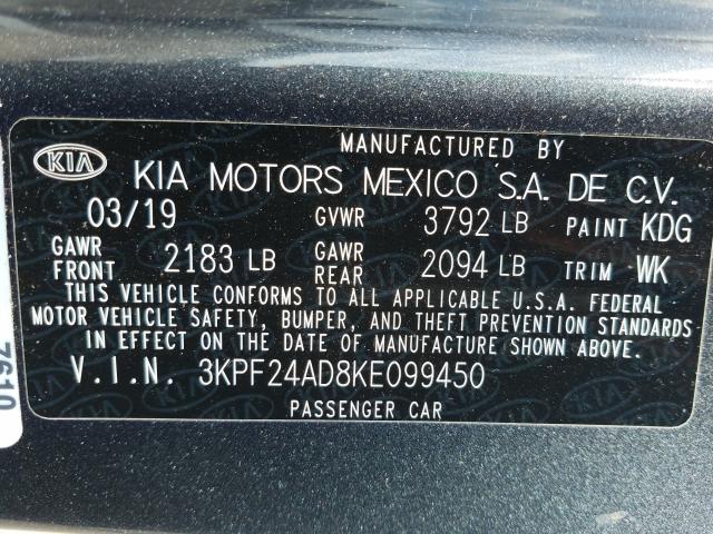 Photo 9 VIN: 3KPF24AD8KE099450 - KIA FORTE FE 