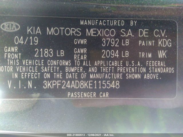 Photo 8 VIN: 3KPF24AD8KE115548 - KIA FORTE 