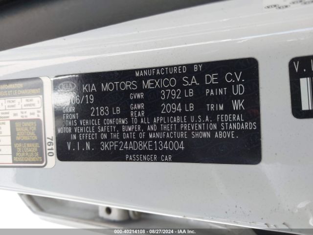 Photo 8 VIN: 3KPF24AD8KE134004 - KIA FORTE 