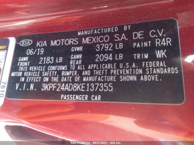 Photo 8 VIN: 3KPF24AD8KE137355 - KIA FORTE 