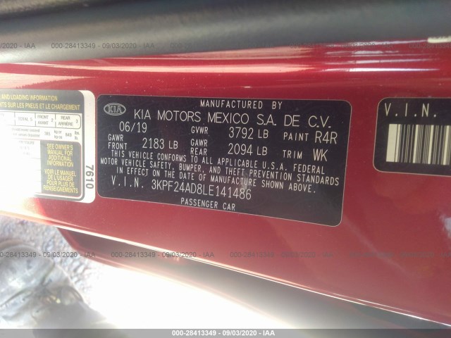 Photo 8 VIN: 3KPF24AD8LE141486 - KIA FORTE 