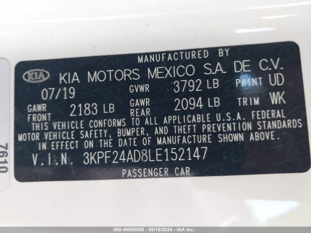 Photo 8 VIN: 3KPF24AD8LE152147 - KIA FORTE 