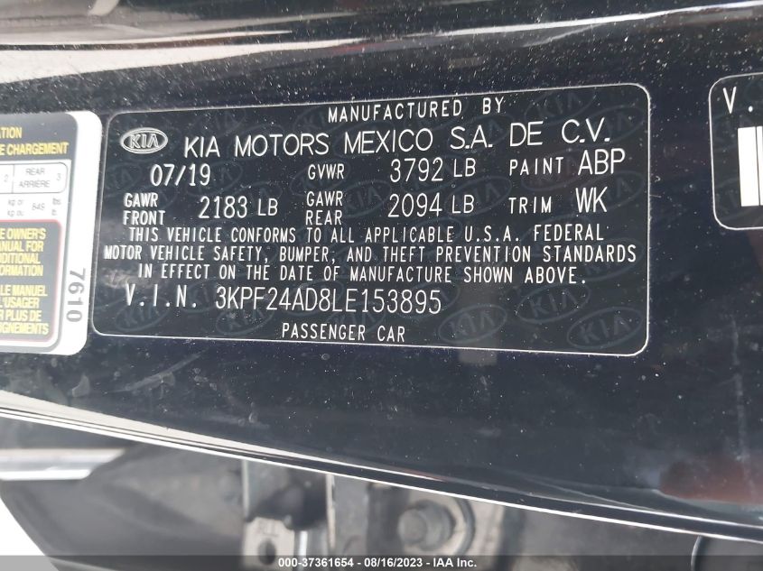 Photo 8 VIN: 3KPF24AD8LE153895 - KIA FORTE 