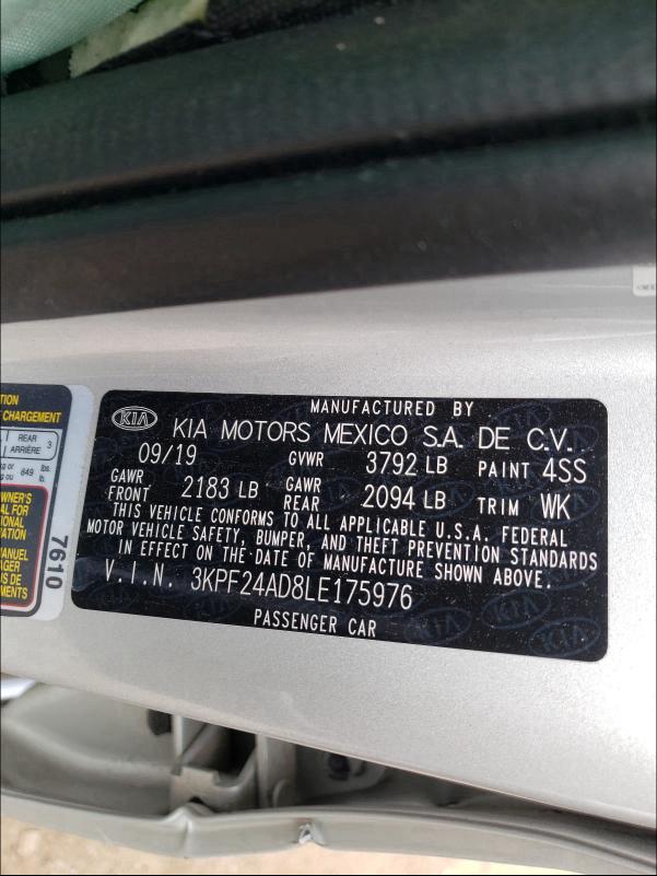 Photo 9 VIN: 3KPF24AD8LE175976 - KIA FORTE FE 