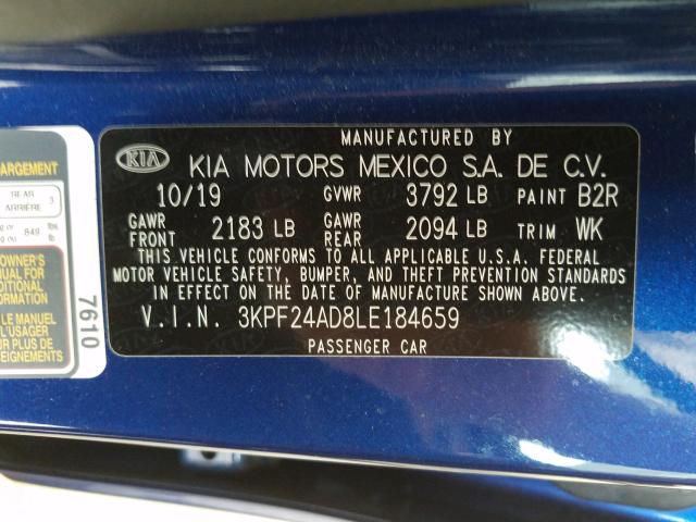 Photo 9 VIN: 3KPF24AD8LE184659 - KIA FORTE FE 