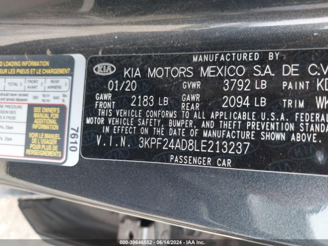 Photo 8 VIN: 3KPF24AD8LE213237 - KIA FORTE 