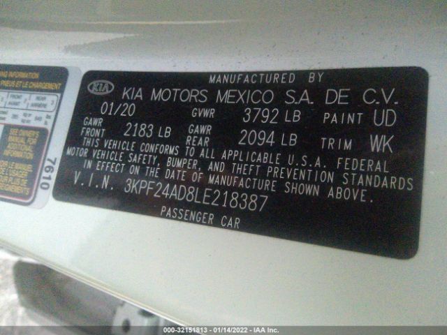 Photo 8 VIN: 3KPF24AD8LE218387 - KIA FORTE 