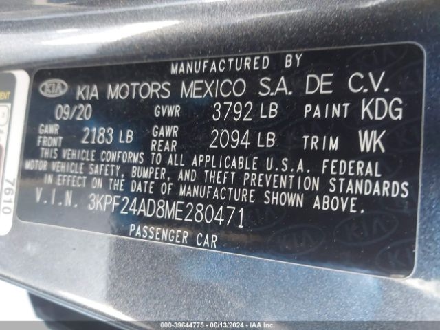 Photo 8 VIN: 3KPF24AD8ME280471 - KIA FORTE 