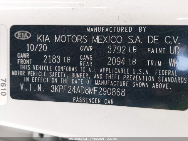 Photo 8 VIN: 3KPF24AD8ME290868 - KIA FORTE 