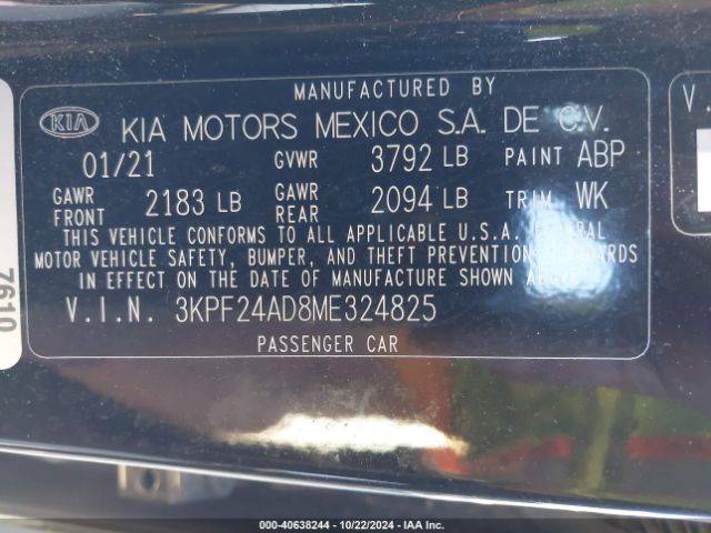 Photo 8 VIN: 3KPF24AD8ME324825 - KIA FORTE 